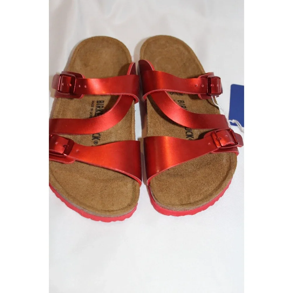 Birkenstock Leather Salina Kids Regular Metallic‎ Red EU 29 NIB US 11-11.5